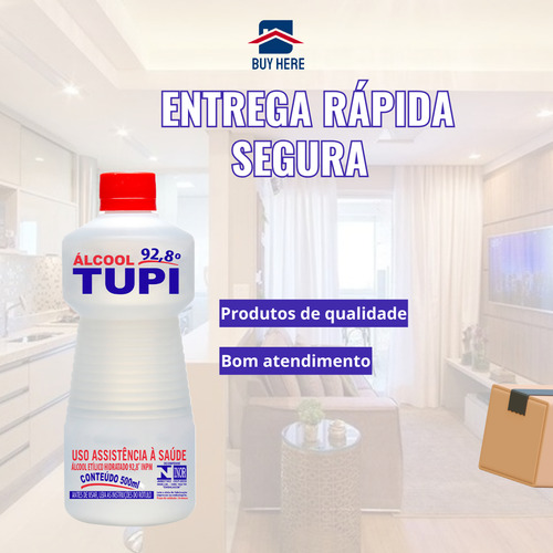 Kit 6 Álcool Líquido Tupi 92,8% 500ml Limpeza Profunda Full