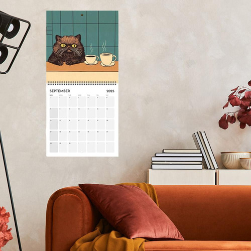 Jy Calendário De Parede Mensal Coffee Cats De 12 Meses