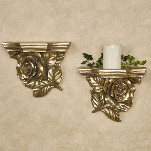 Juego De 2 Estantes Decorativos De Pared Con Diseno Floral D