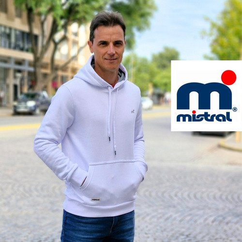 Buzo Canguro Hombre Mistral Algodón Frisa Bordado