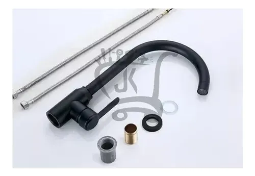 Llave Monomando Lavaplatos Acero Inox. Cuello Cisne - Negro
