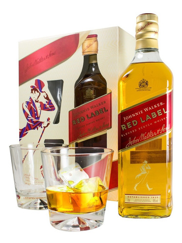 Whisky Johnnie Walker Red Rojo + 2 Vasos X 750 Estuche Sufin