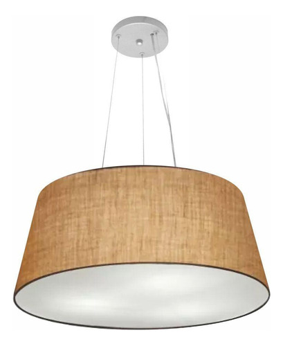 Lustre Pendente Cone Md-4062 Cúpula em Tecido 25/60x50cm Palha - Bivolt