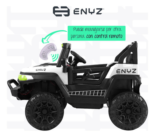 Camioneta Montable Eléctrico Con Control Remoto Para Niña Niño Con Asientos De Piel Carro Todo Terreno Bcx-7 Verde Águila Enyz Led Neon Y Muticolor Música Bluetooth Edades De 2 A 5 Años