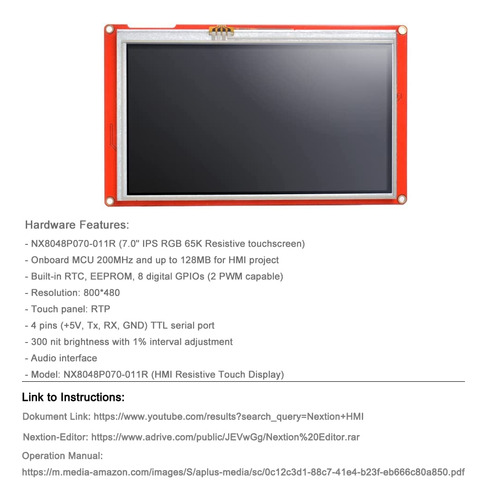 7.0 Nx8048p070 Nextion Inteligente Hmi Usart Uart Serial Tf