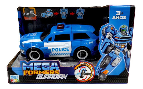 Carrinho De Polícia Azul Que Vira Robô Megaformers Multikids