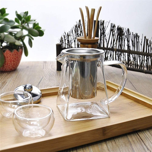 Imagen 7 de 10 de Tetera Vidrio Resistente Al Fuego Con Infusor Para Té 750ml
