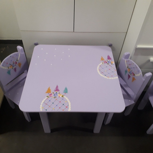 Juego De Mesa Y 2 Sillas Infantil Pintada Decorada