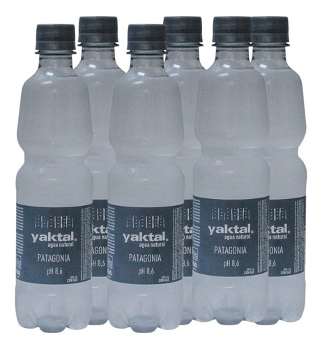 Pack 6 Agua Mineral De La Patagonia Con Gas Yaktal 500 Ml