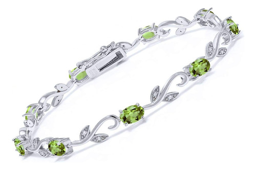 Gem Stone King Pulsera De Tenis De Vid Griega De Peridoto Ve