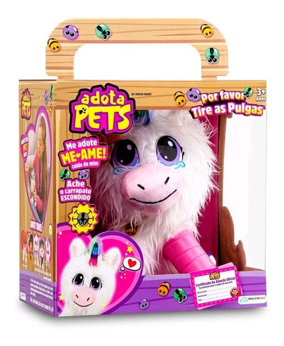 Imagem 8 de 9 de Pelucia Unicórnio Adota Pets Bichinho - Multikids Br1065
