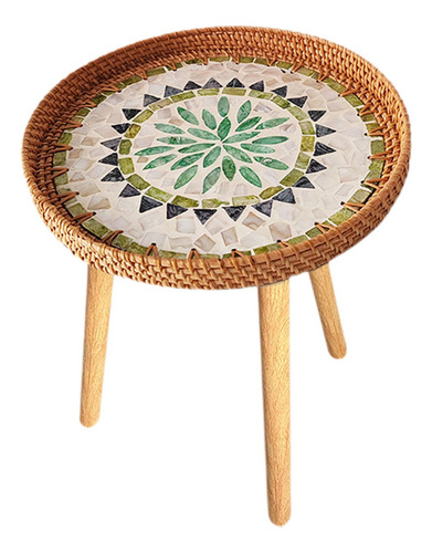 Mesa Auxiliar De Ratán, Mesa De Noche, Mesa Bohemia 50cm