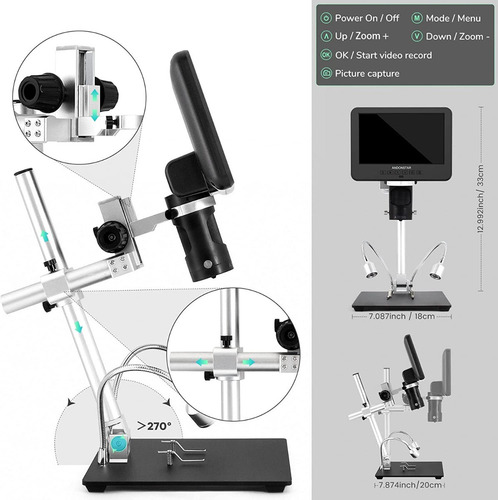 Imagen 5 de 10 de Microscopio Digital Andonstar Ad246s-m 3 Lentes Hdmi Metal