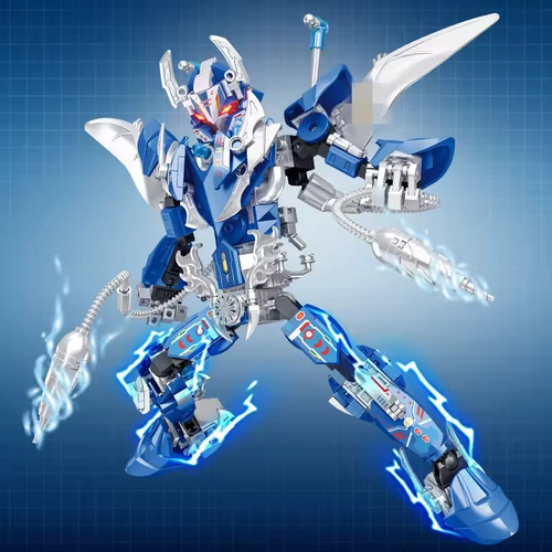 Dinosaurio Kit Robot Para Armar Robotica Jurassic Park 2 En1 Triceratops Azul