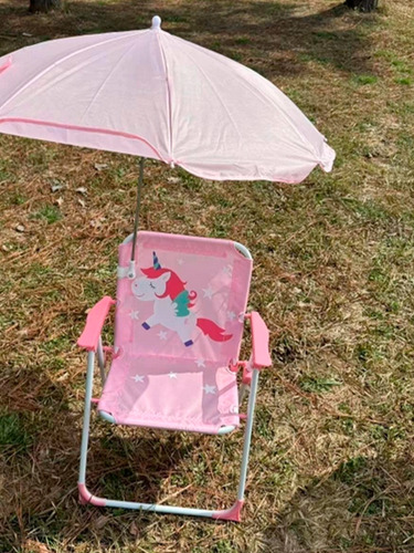 1 Sillita Plegable Infantil Con Sombrilla Diseño Animalitos