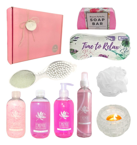 Set Aromas Relax Caja Regalo Mujer Box Spa Rosas Kit Zen N03