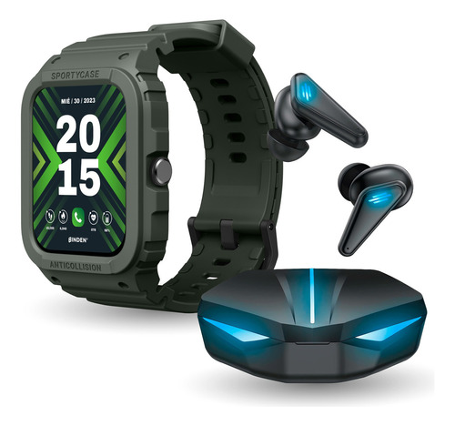 Smartwatch Binden Xtream Reloj Inteligente Alexa integrada Batería Hasta 7 Días + Audífonos Gamer Dark Manta