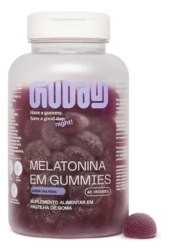 GUDAY Melatonina Gummies Sabor Uva Roxa 60un Vegano Sem Glúten