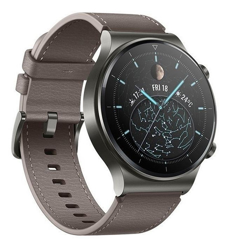Imagen 2 de 3 de Huawei Watch GT 2 Pro Classic 1.39" caja 46.7mm de titanio nebula gray, malla gray brown de cuero VID-B19