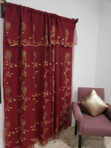 Cortinas De Organza Bordada Doble Forro
