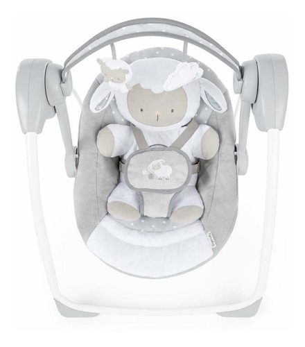 Cadeira de balanço para bebê Ingenuity Comfort 2 Go Portable Swing elétrica cuddle lamb cinza/branco