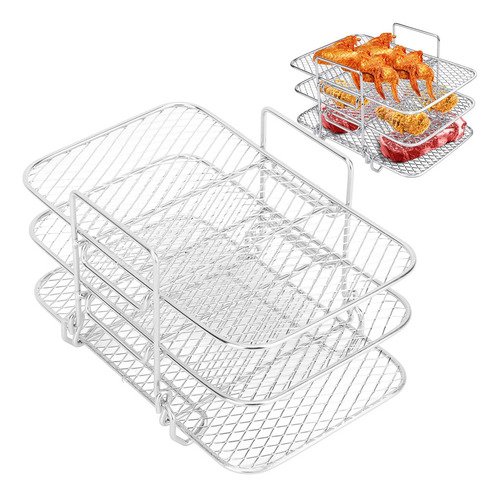 Freidora Apilable, 3 Capas, Parrilla De Acero Inoxidable, 3