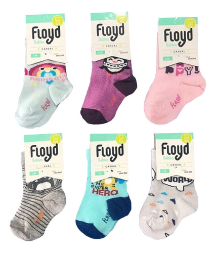 Medias Floyd Con Dibujos Estampadas Infantiles Bebe Pack X12