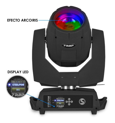 Imagen 2 de 7 de Kit De 2 Cabezas Móviles Beam 7r Arcoíris + Case - Steelpro