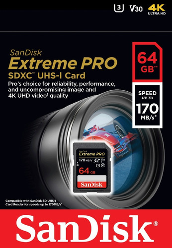 Imagen 4 de 4 de Tarjeta de memoria SanDisk SDSDXXY-064G-GN4IN Extreme Pro 64GB