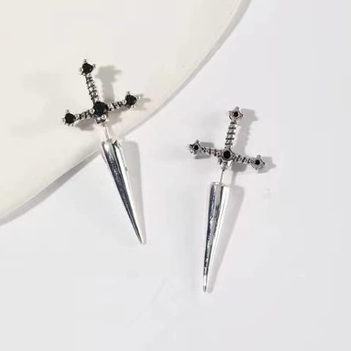 Gótico Unix Cruz Espada Pendientes Cristal Punk Cuchillos Fo