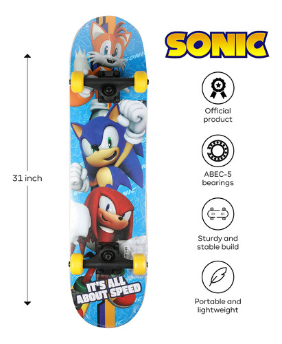 Patineta Cruiser Sonic Con Rodamientos Y Cubierta Duradera Color De Las Ruedas Color De Los Rulemanes
