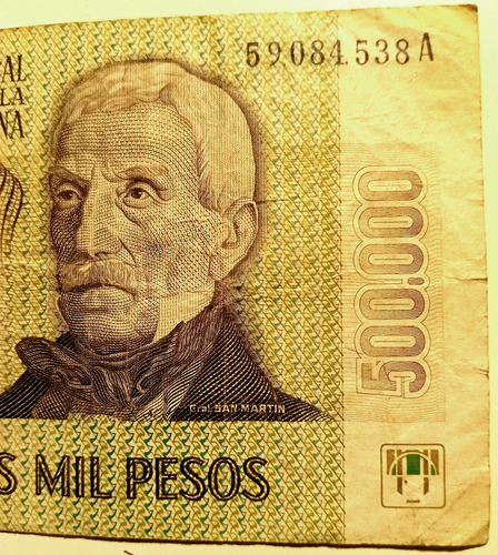 Billete Antiguo Argentino 500.000 Pesos Ley18188 (1970-1983) (Usado)