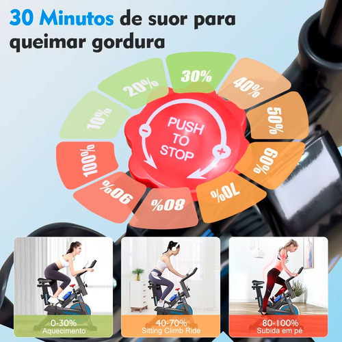 Bicicleta Ergométrica Spinning Inércia 17kg Até 120kg/1,90m