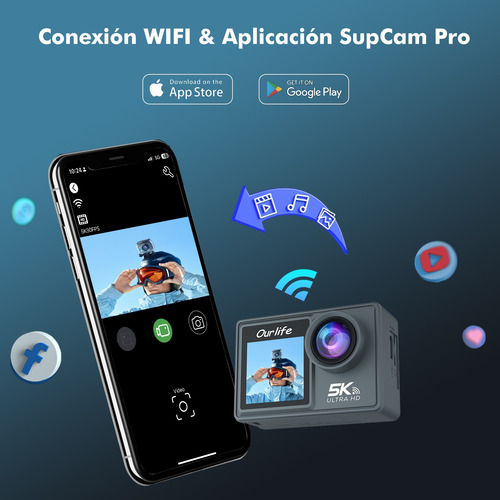 Cámara De Acción 5k Ourlife M40r Pantalla Dual 32gb Tf