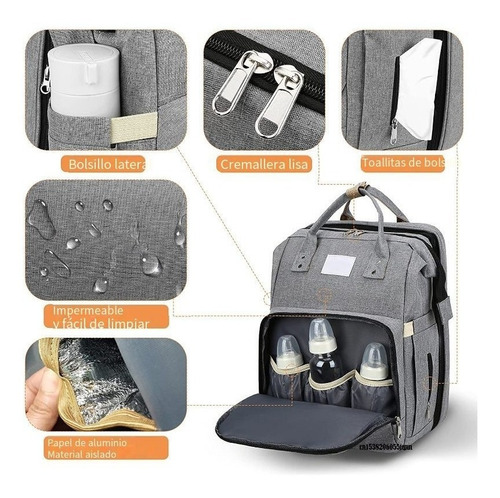 Imagen 4 de 7 de Mochila 3 En 1 Pañalera Cuna Y Mudador Portátil Para Bebés