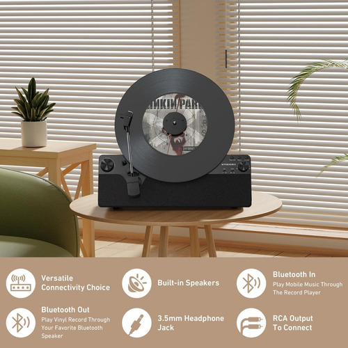 Reproductor Vinilo Bluetooth Hi-fi Cartucho Tocadiscos