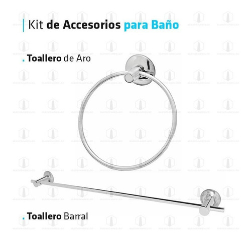 Imagen 3 de 10 de Set Accesorios Baño Kit 5 Piezas Sanitario Toilette Cromo