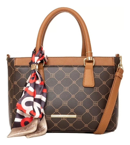 Bolsa Com Lenço Rafitthy 28.25101a Cor Dark Cacau/caramelo