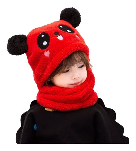 Gorro Con Cuello Para Bebé Niño/a De Panda Invierno Caliente