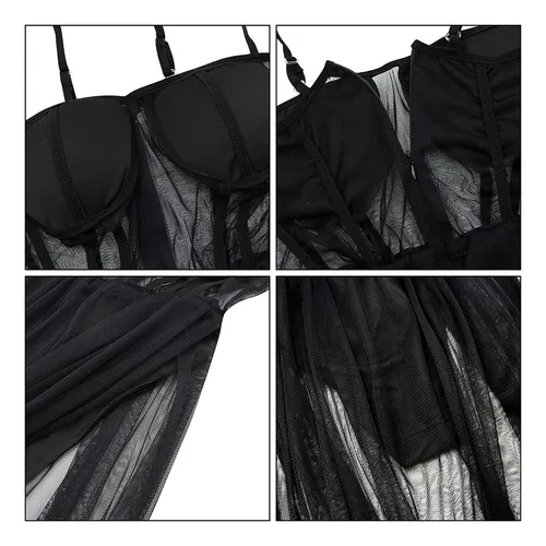 L Maxi Vestido Largo Transparente De Encaje Blanca Para