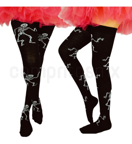 Calceta Media Over Knee Halloween Dark Hueso Calaca Vampiro 