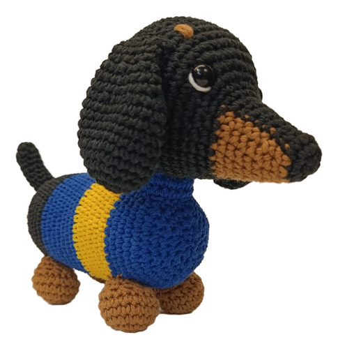 Amigurumi Perro Salchicha Con Remera De Boca Tejido A Cochet