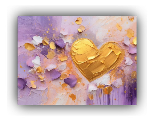 60x40cm Cuadro Abstracto Corazones Para Hogar Bastidor Mader