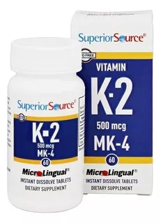 Superior Source Vitamina K2 500mcg 60tabletas Sublinguales