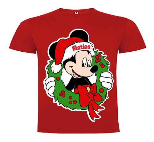 Mickey Mouse Polera Personalizada Navideña Navidad Niños