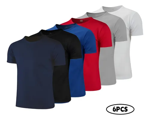 6 Playeras Deportivas Cuello Redondo Dry Fit Gym Hombre