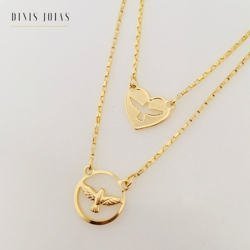 Cordón de cadena doble Divino Espirito Santo, chapado en oro