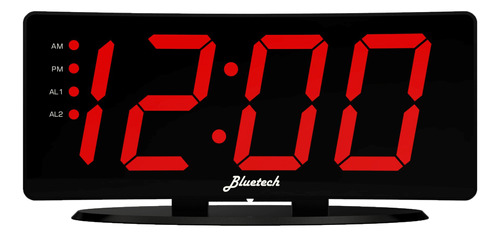Curvado Led Reloj Despertador Digital, 2alarmas, 2usb De Car