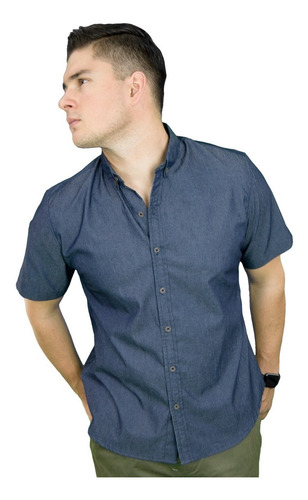 Camisa Manga Corta Mezclilla Slim Fit