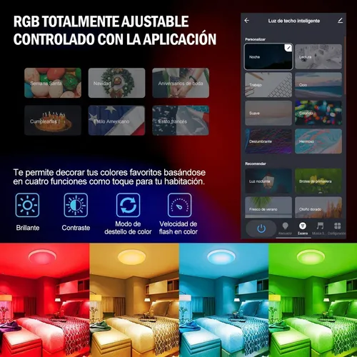 V Lámpara De Techo Inteligente Tuya Wifi Bluetooth Rgbcw 24w